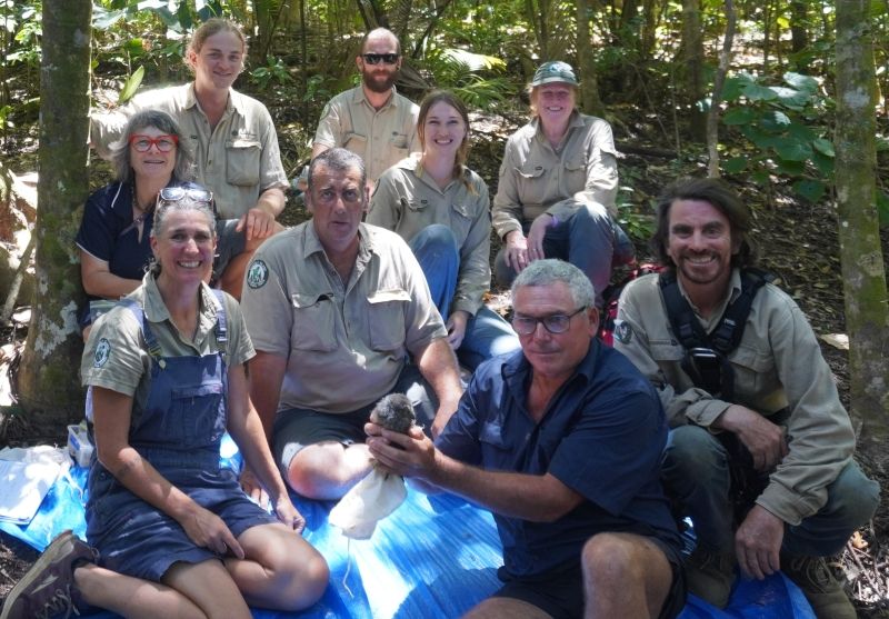 NINP rangers with Morepork owl chick.