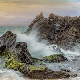 Waves crashing on the beach